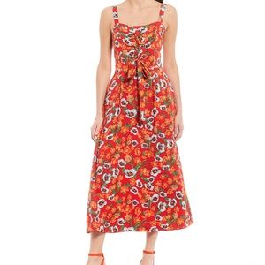Sugarlips Floral Print Lace Up Tie Front Dress.    B